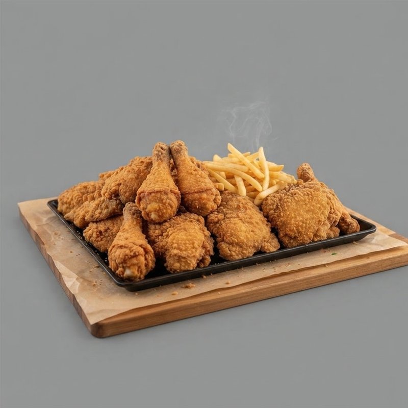 Platter of fried wings with fries