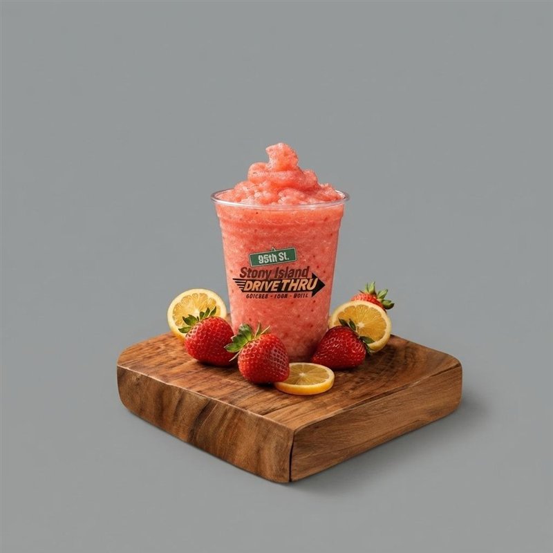 Frozen lemonade cup with strawberry