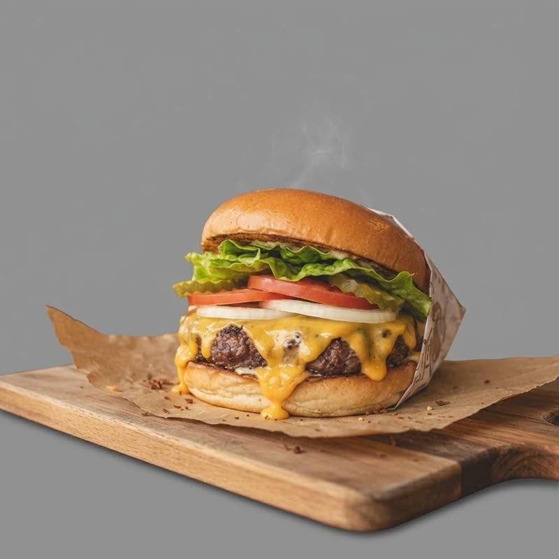 Cheeseburger meal with fries and shake