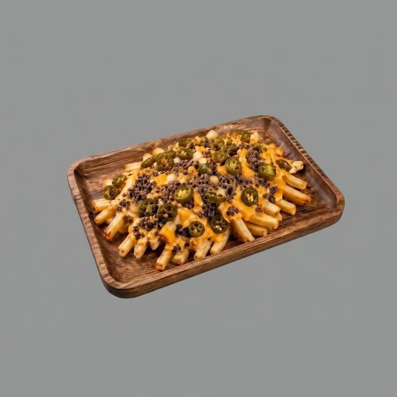 Loaded fries with cheese and jalapenos