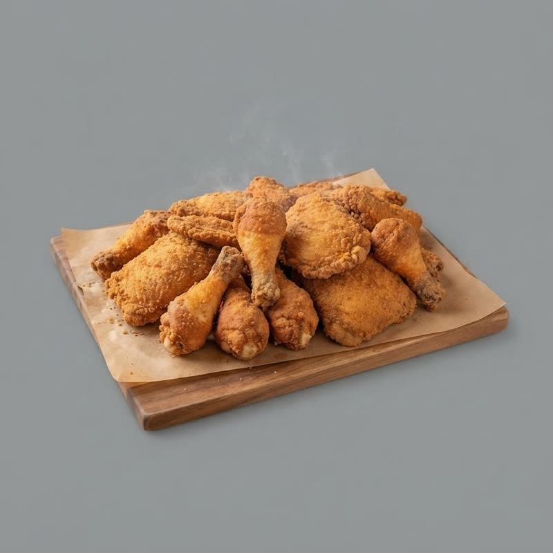 Catering pan of fried legs and thighs