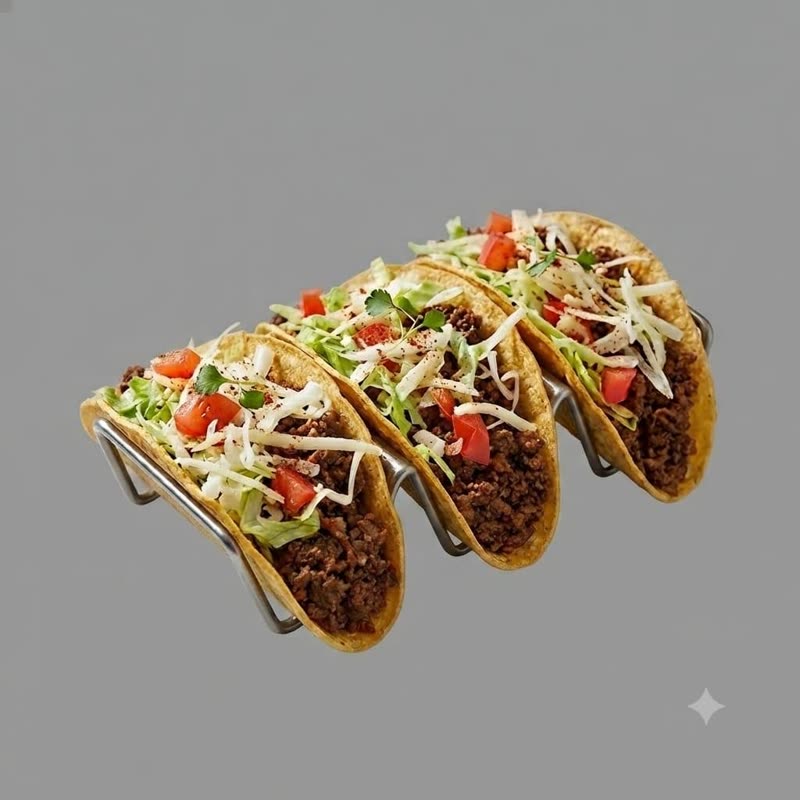 Three tacos with fresh toppings