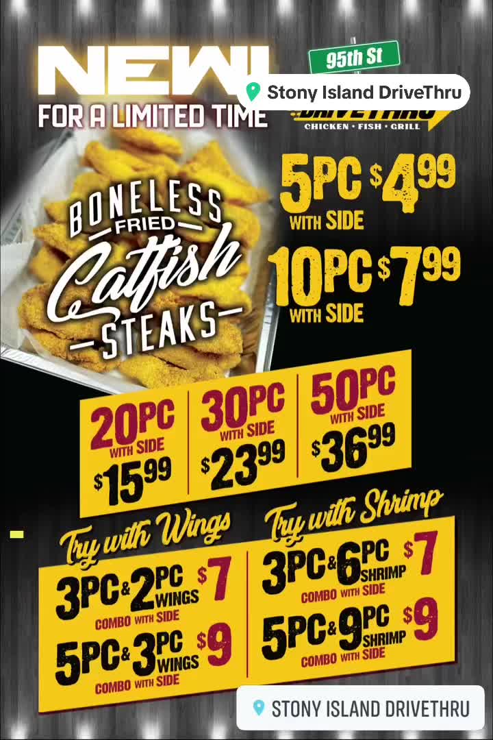 Tray of boneless fried catfish steaks